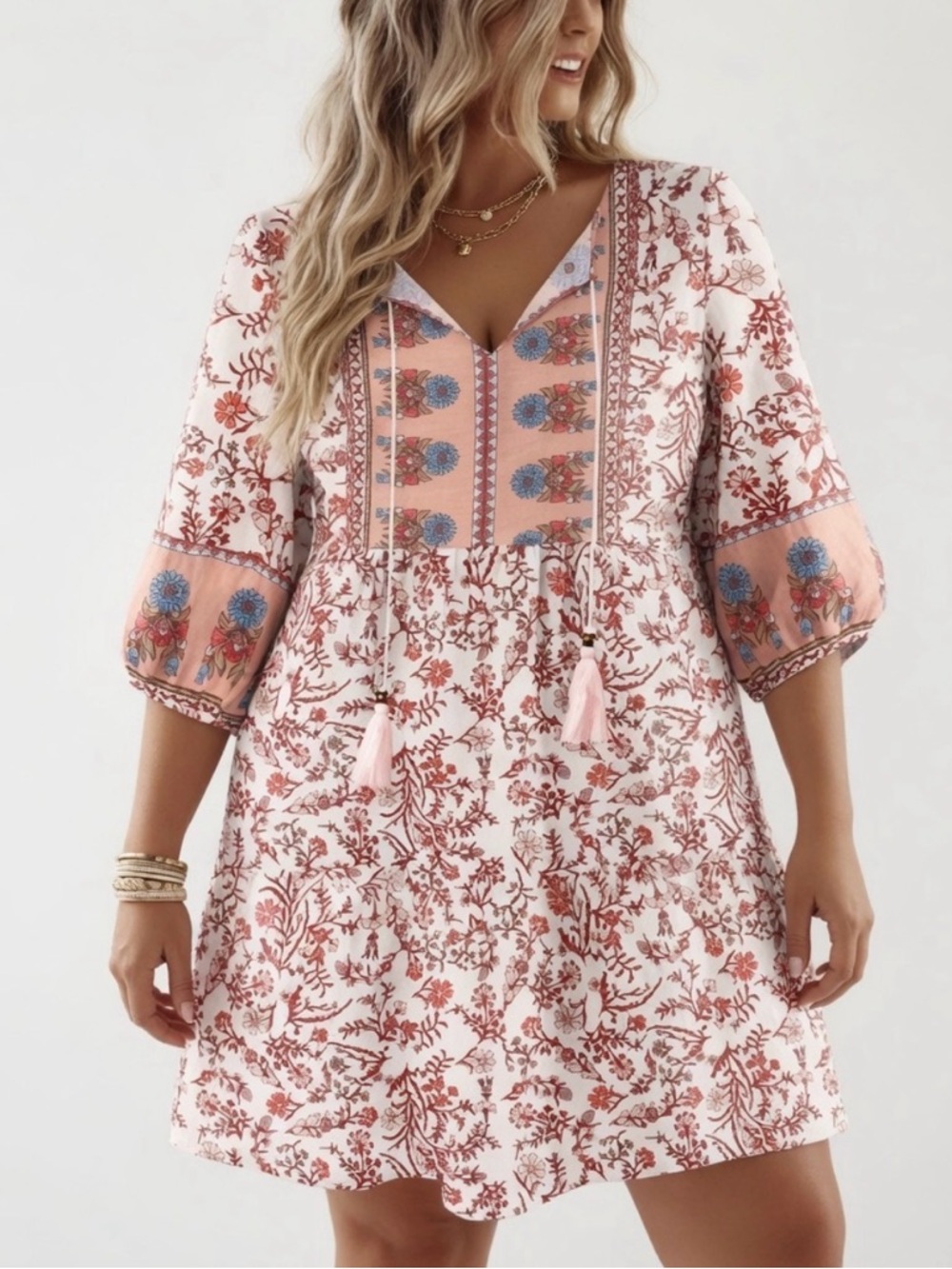 Bohemian mixed pattern dress size 2x NEW - Picture 1 of 4